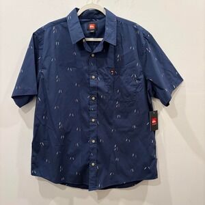 'Quiksilver Men's Short Sleeve Button Up Shirt with‎ small white and red speckle